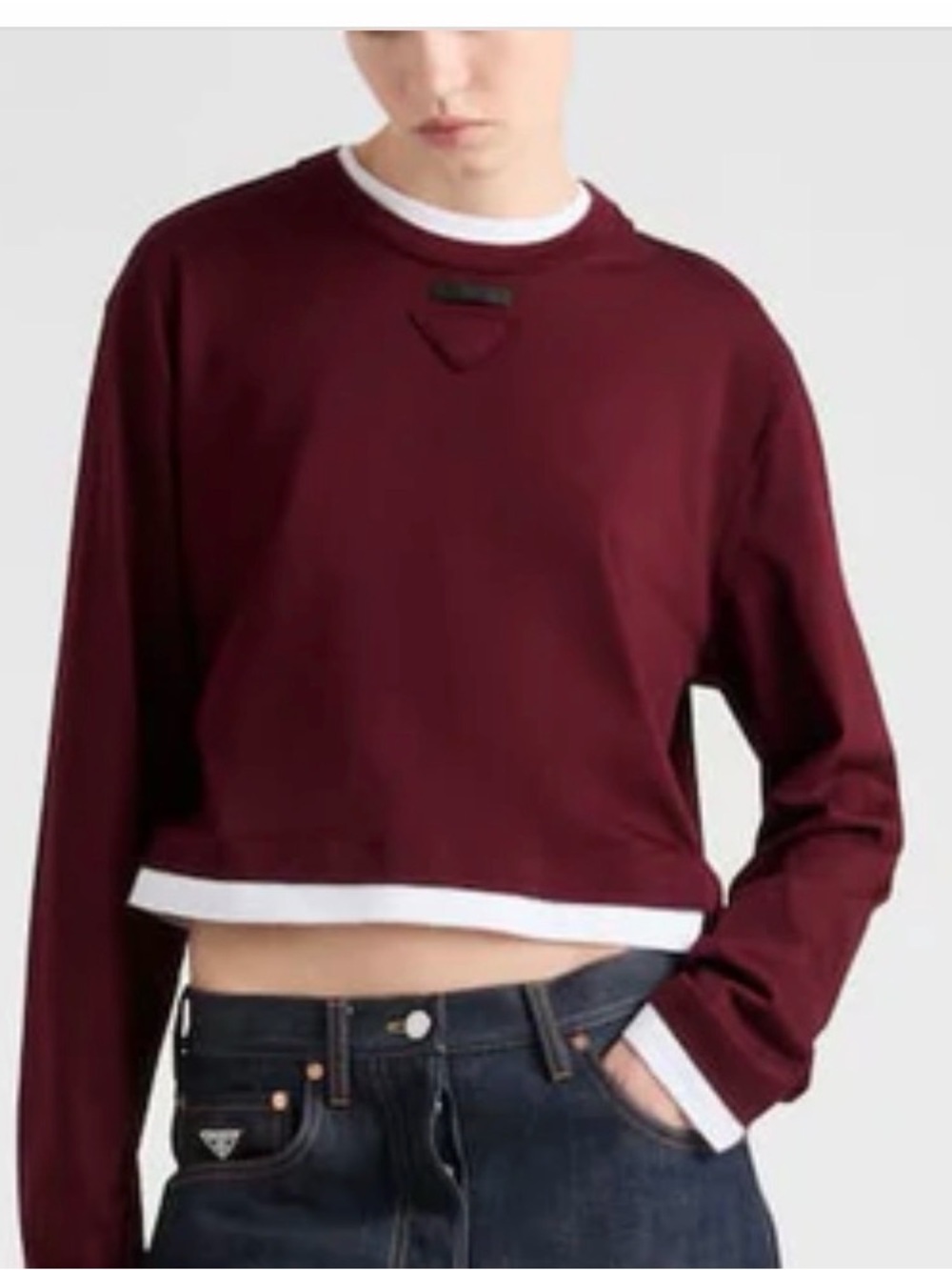 Prada Women's PRADA
Oversized Long-sleeve Jersey T-shirt w/box worn 1x!